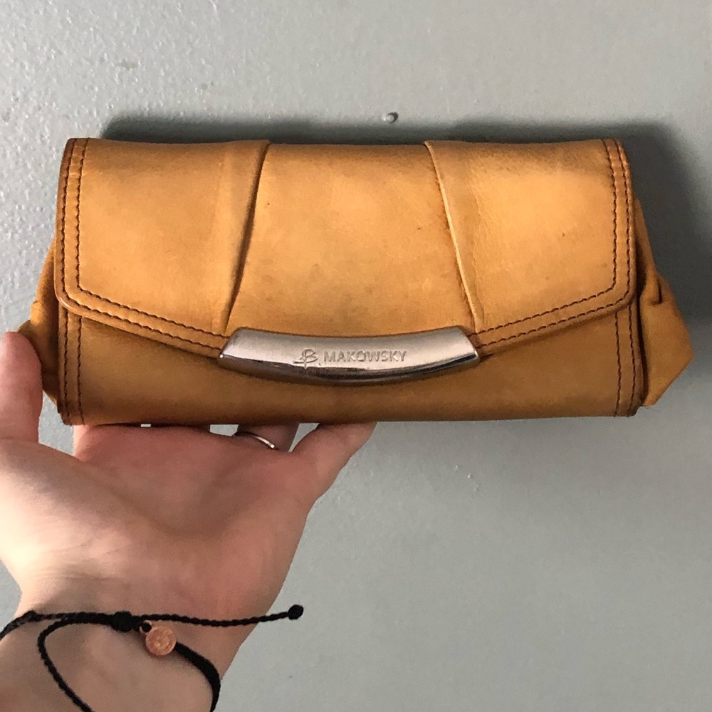 B. MAKOWSKY Tan/Cheetah Print Leather Wallet